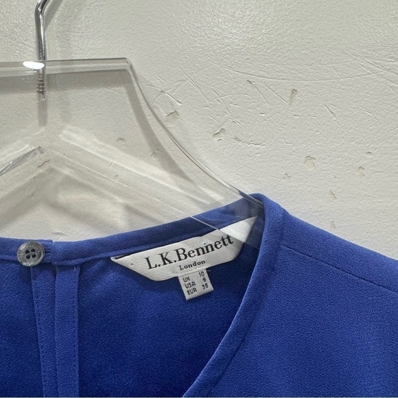 LK Bennett London Malea Crepe Vest Blouse Top Blue Size 6 - Picture 5 of 7